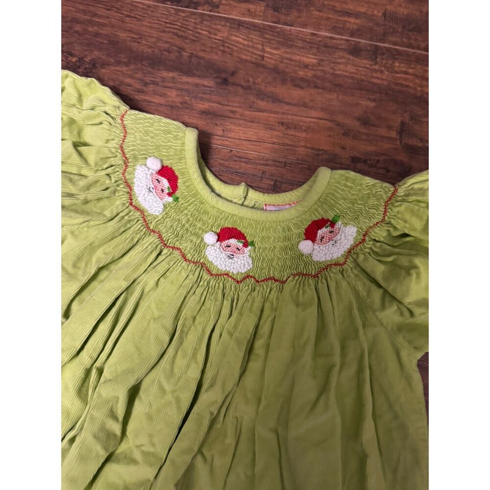 Southern Tots Green Smocked Santa Christmas Dress Sz:6 - Picture 6 of 7